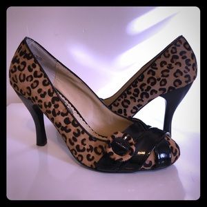 Naughty Monkey Leopard Print Fur High Heel Pumps